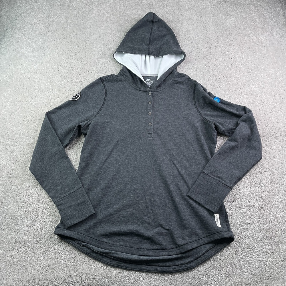 Roots 73 Hoodie‎ Womens Large Grey Henley Pullover Canada Sweatshirt Salesforce